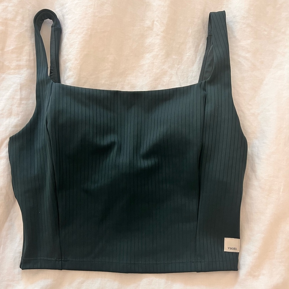 Vuori Dark Green Ribbed Tank Top
